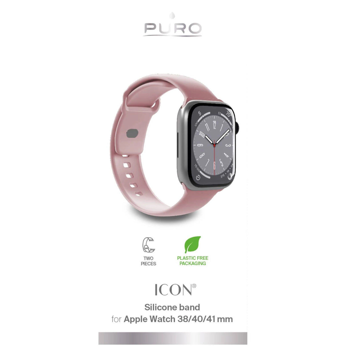 Puro Icon Silicone Strap til Apple Watch 38 / 40 / 41 mm - Pink (2 st.)