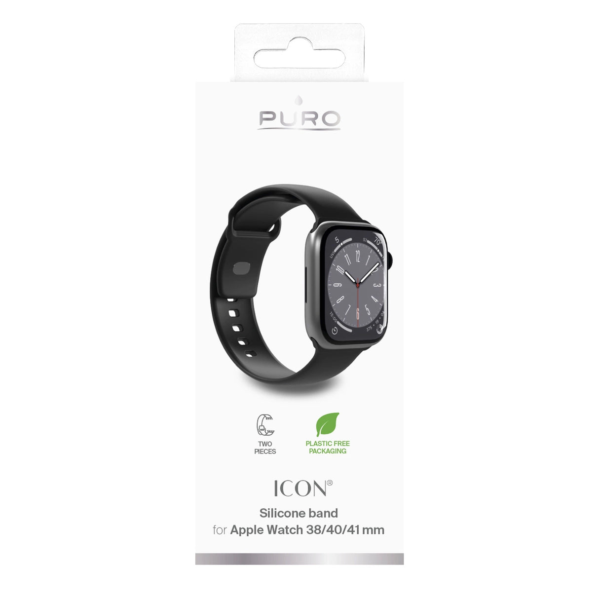 Puro Icon Silicone Strap til Apple Watch 38 / 40 / 41 mm - sort (2 st.)
