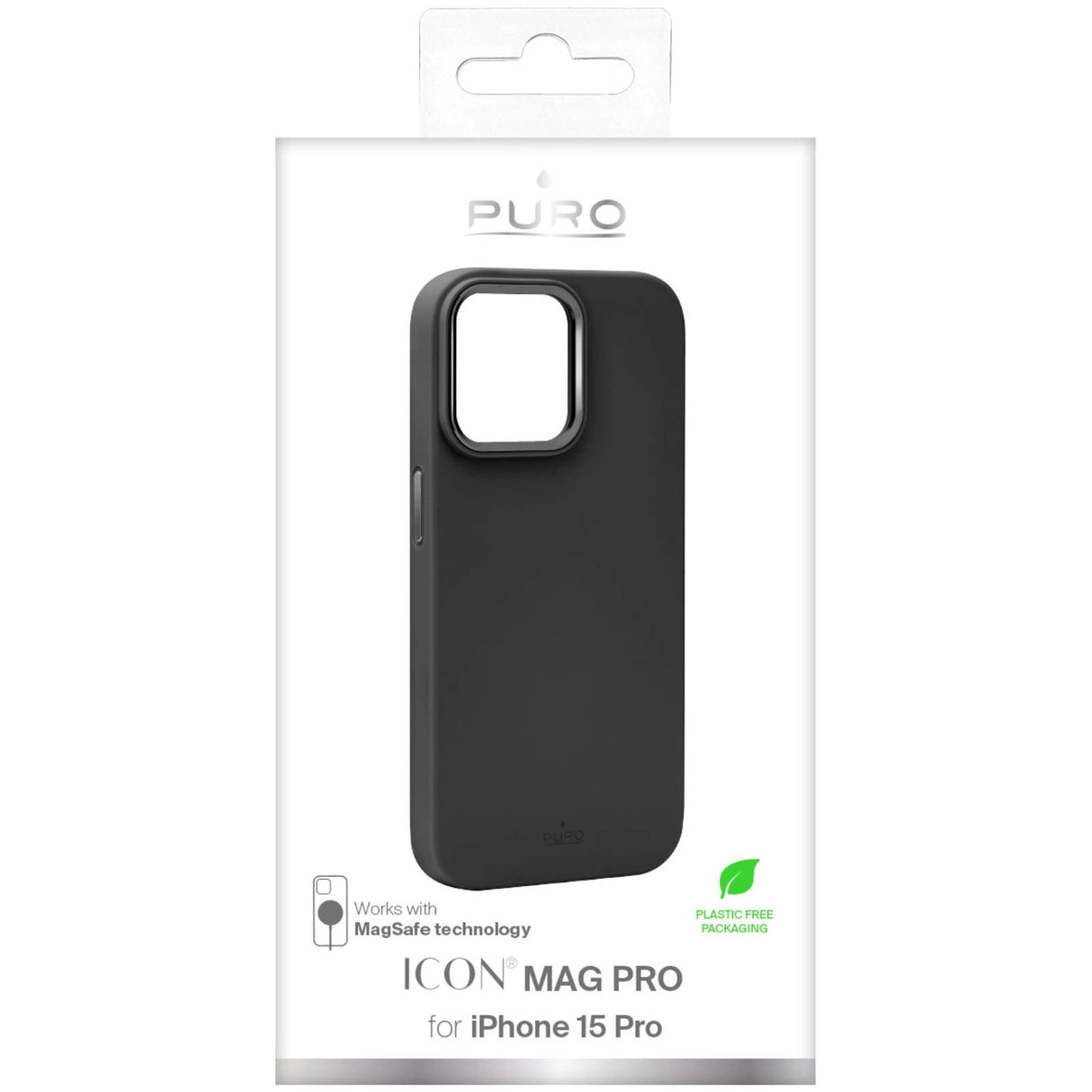 Puro Icon Mag Pro MagSafe Silicone Case til iPhone 15 Pro - sort