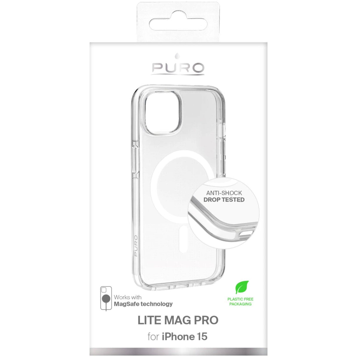 Puro Lite Mag Pro MagSafe Silicone Case til iPhone 15 - Gennemsigtig