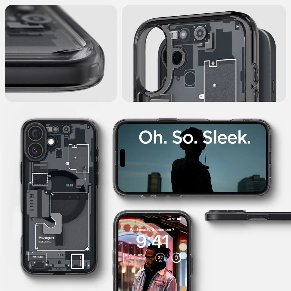 Spigen Ultra Hybrid MagSafe Zero One til iPhone 16 - mørkgrå