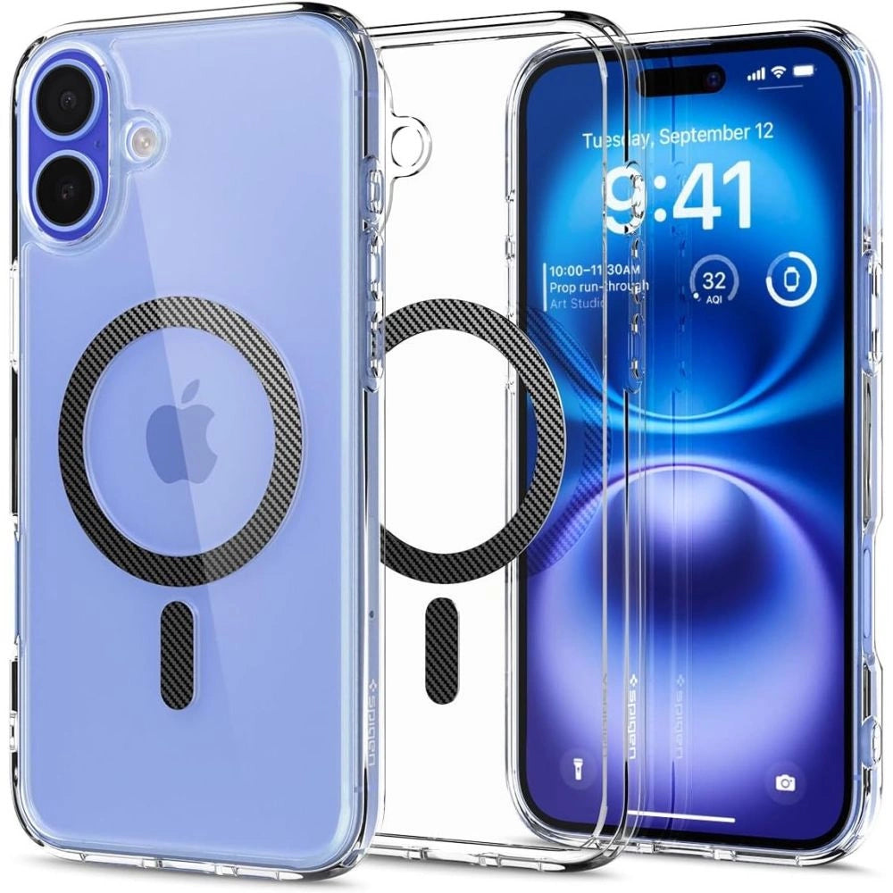 Spigen Ultra Hybrid MagSafe Carbon Fiber til iPhone 16 - mørkgrå