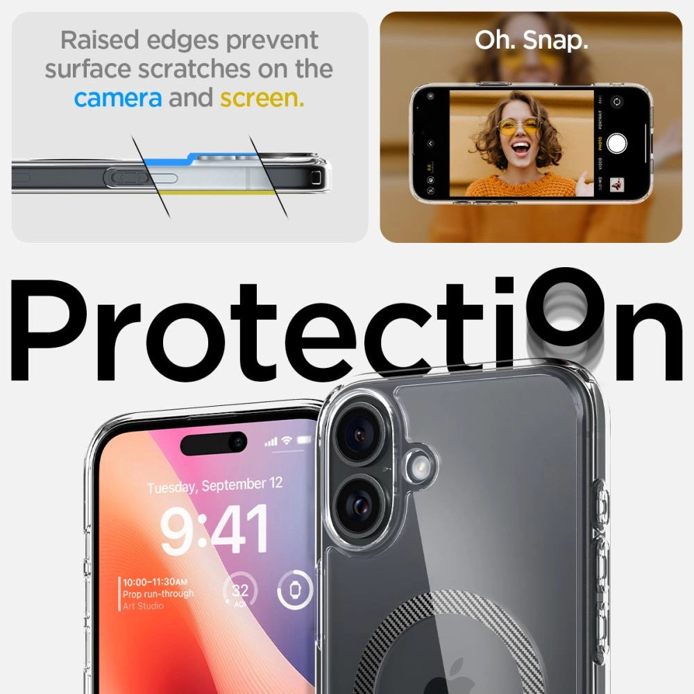 Spigen Ultra Hybrid MagSafe Carbon Fiber til iPhone 16 - mørkgrå