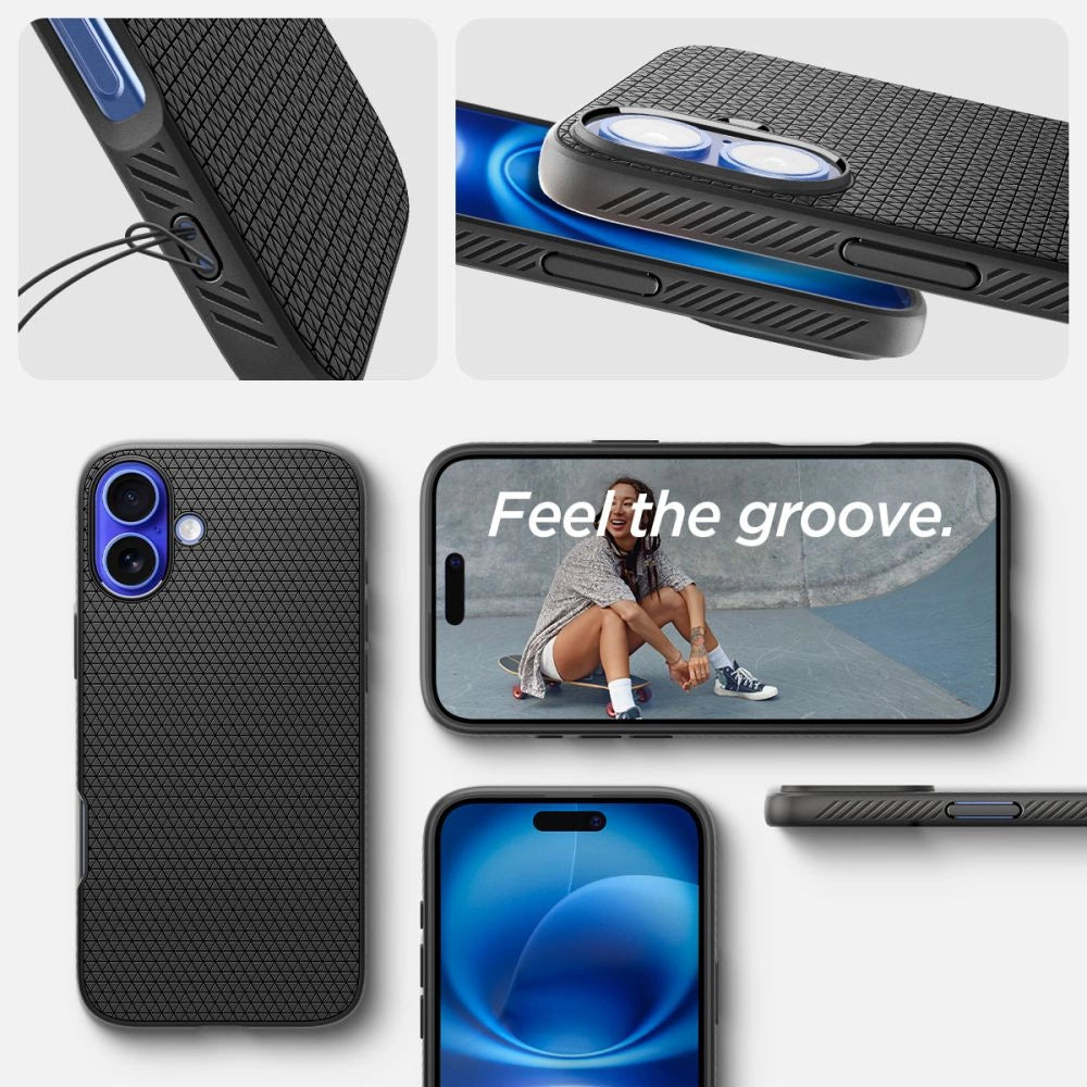 Spigen Liquid Air Case til iPhone 16 Plus - sort