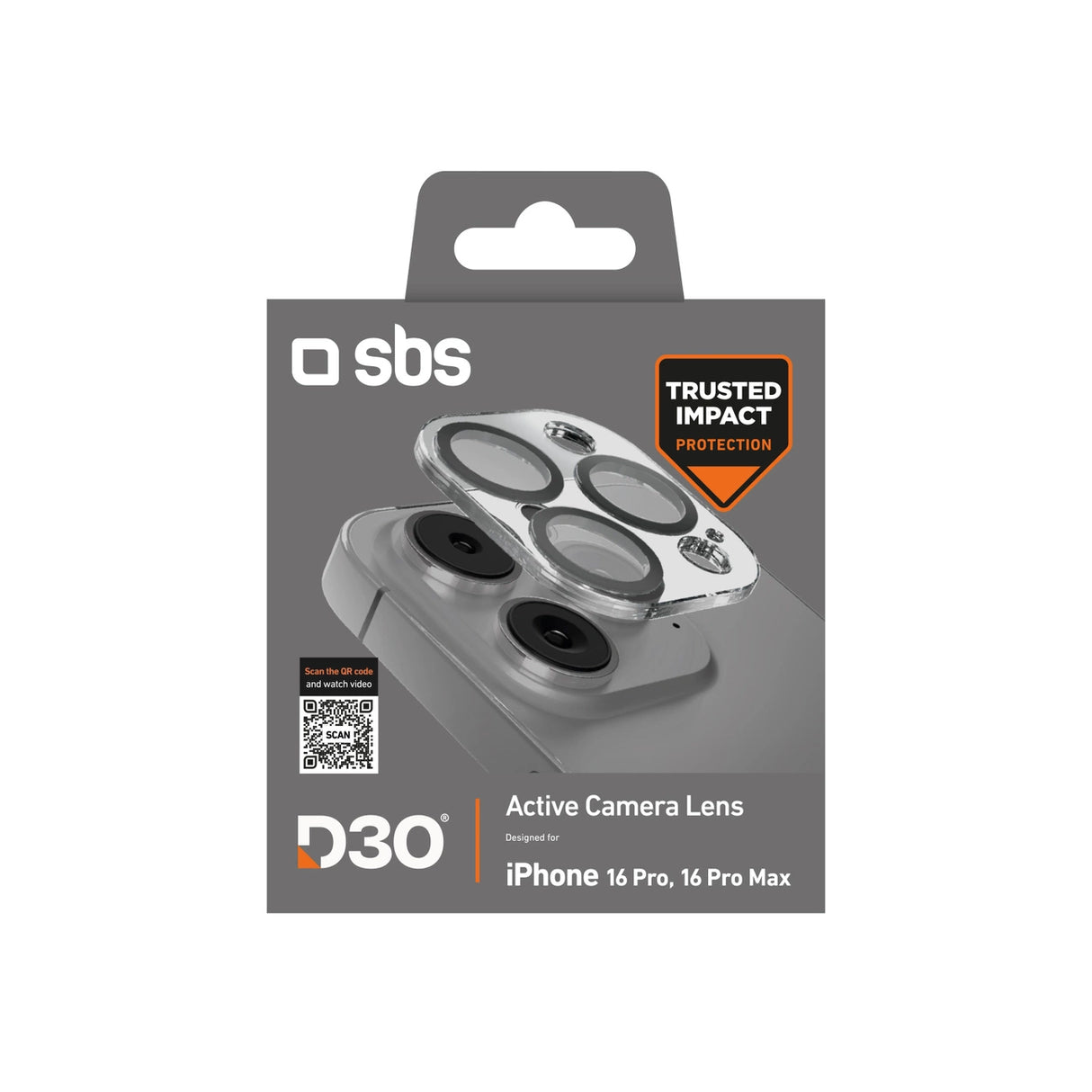SBS Active Camera Lens D3O hærdet glas til iPhone 16 Pro / 16 Pro Max Kamera