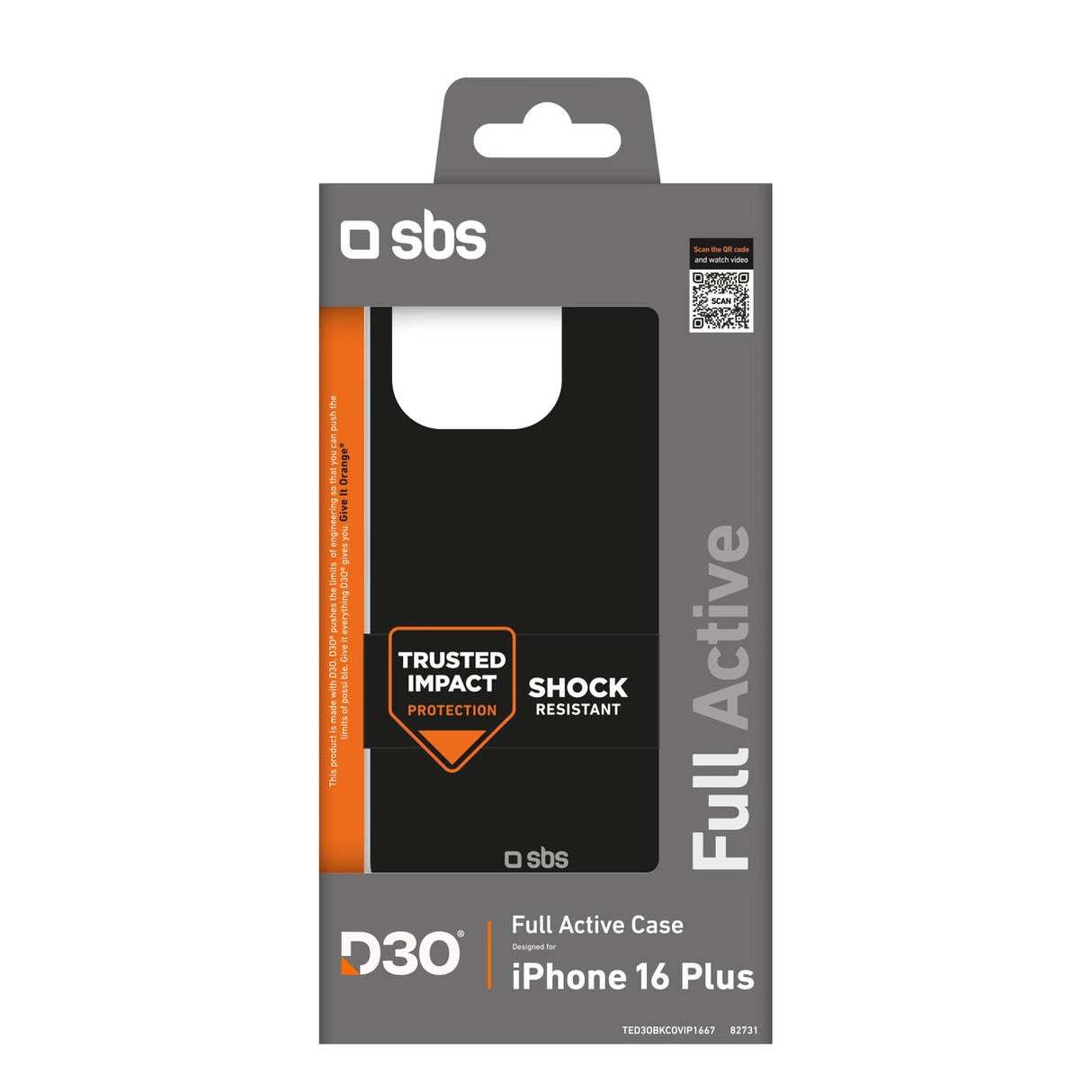 SBS Full Active D3O Case for iPhone 16 Plus - Black