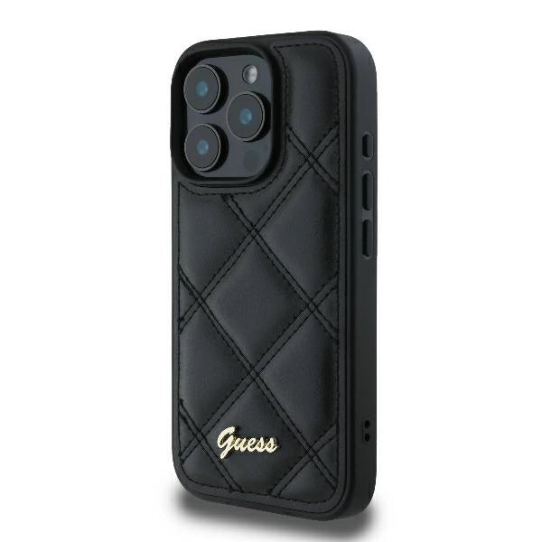 Guess Quilted Metal Logo iPhone 16 Pro Case - sort