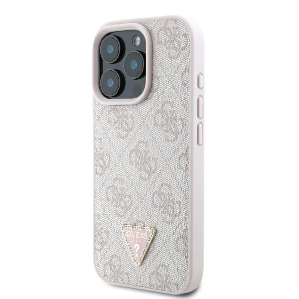 Guess læder 4G Triangle Strass MagSafe Case til iPhone 16 Pro Max - Pink