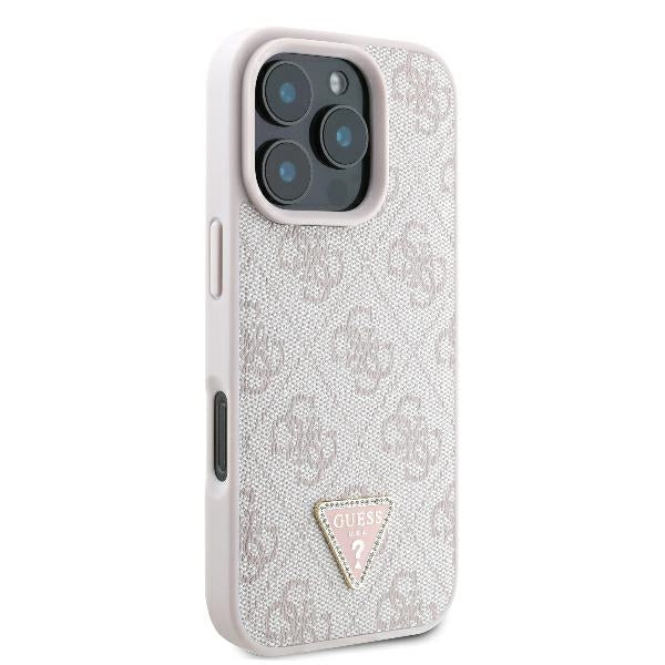 Guess læder 4G Triangle Strass MagSafe Case til iPhone 16 Pro Max - Pink