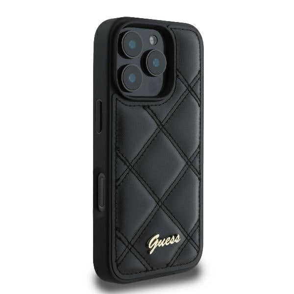 Guess Quilted Metal Logo iPhone 16 Pro Max Case - sort