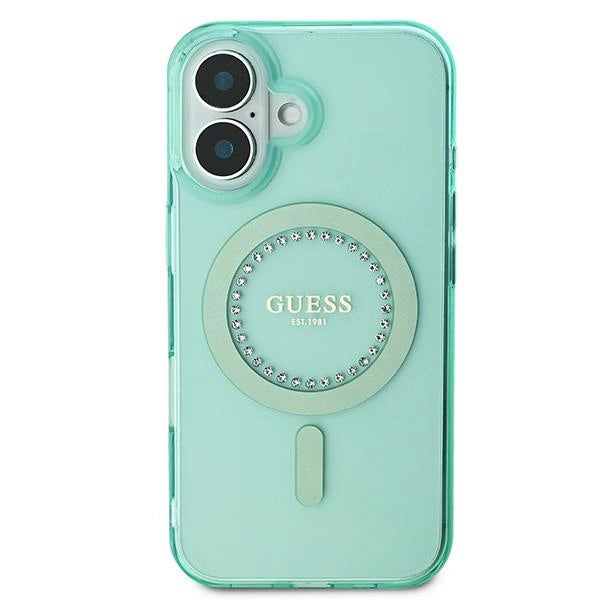 Guess IML Rhinestones MagSafe iPhone 16 Plus Case - Grøn