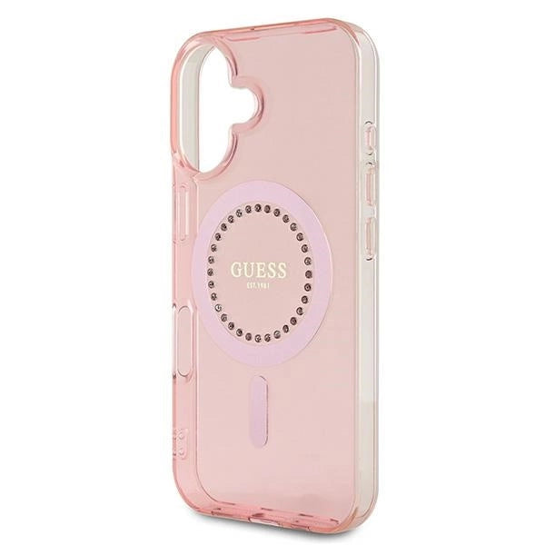 Guess IML Rhinestones MagSafe iPhone 16 Case - Pink