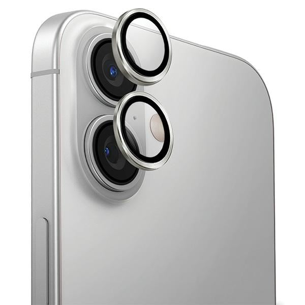 Uniq Optix Aluminium Camera Lens Protector med Applicator til iPhone 16 / iPhone 16 Plus - Silver