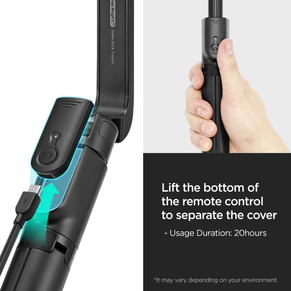 Selfie stick Spigen S580W MagSafe Bluetooth med stativ - sort