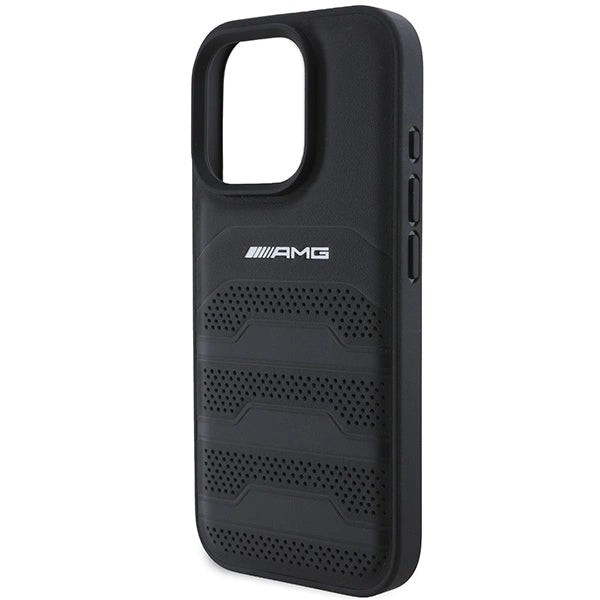 AMG læder Debossed Lines sort logo iPhone 16 Pro Max Case - sort
