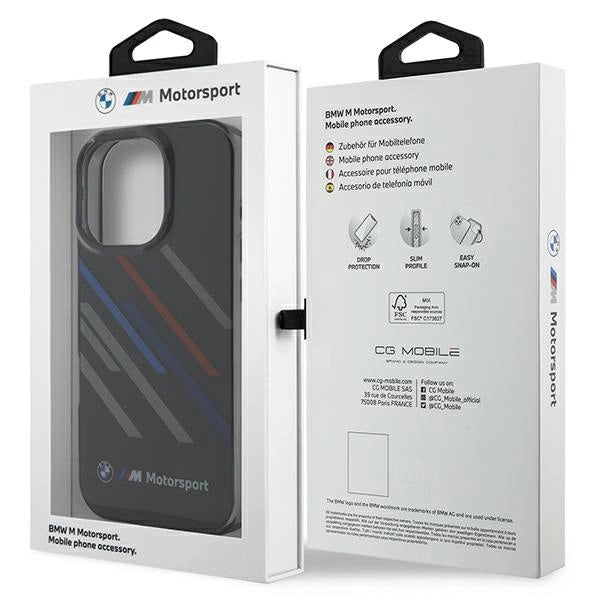 BMW Motosport IML Random Stripes iPhone 16 Pro Case - Black