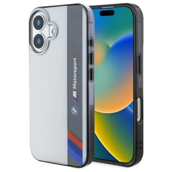 BMW Motosport IML Vertical Stripe iPhone 16 Plus Case - Grå