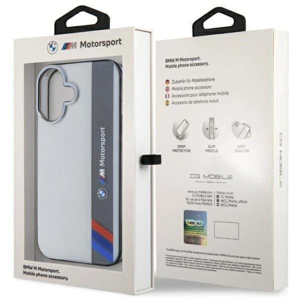BMW Motosport IML Vertical Stripe iPhone 16 Plus Case - Grå