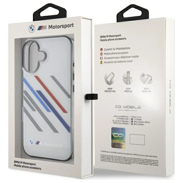 BMW Motosport IML Random Stripes iPhone 16 Plus Case - Gray