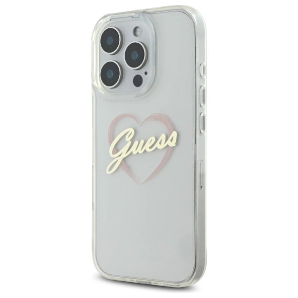 Guess IML Heart Case til iPhone 16 Pro - Gennemsigtig