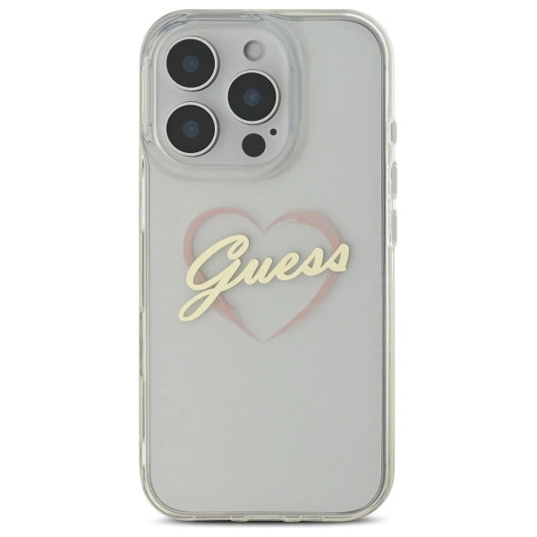 Guess IML Heart Case til iPhone 16 Pro - Gennemsigtig