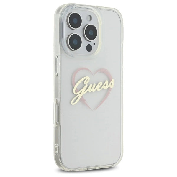 Guess IML Heart Case til iPhone 16 Pro - Gennemsigtig