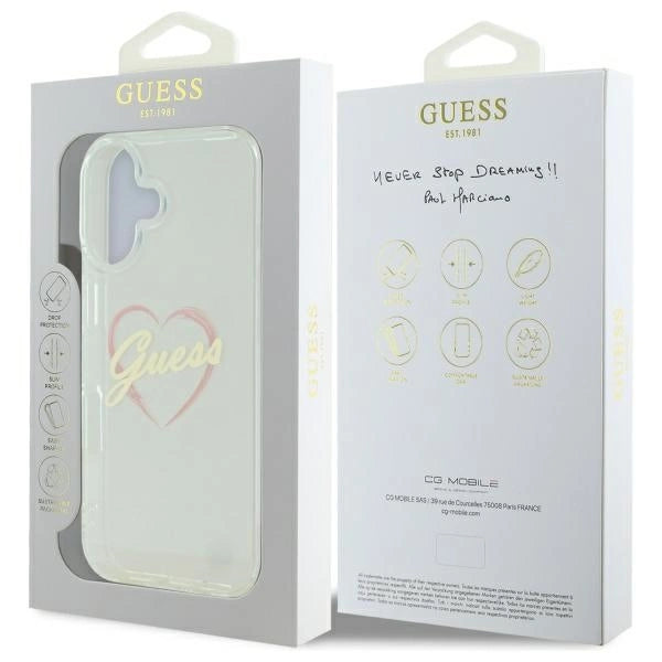 Guess IML Heart iPhone 16 Case - Transparent