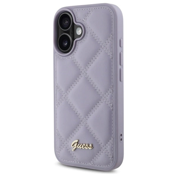 Guess Quilted Metal Logo case til iPhone 16 - lys lilla