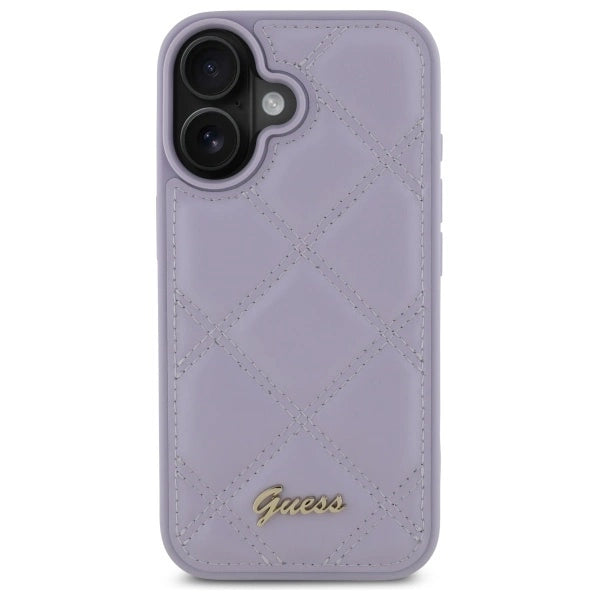 Guess Quilted Metal Logo case til iPhone 16 - lys lilla
