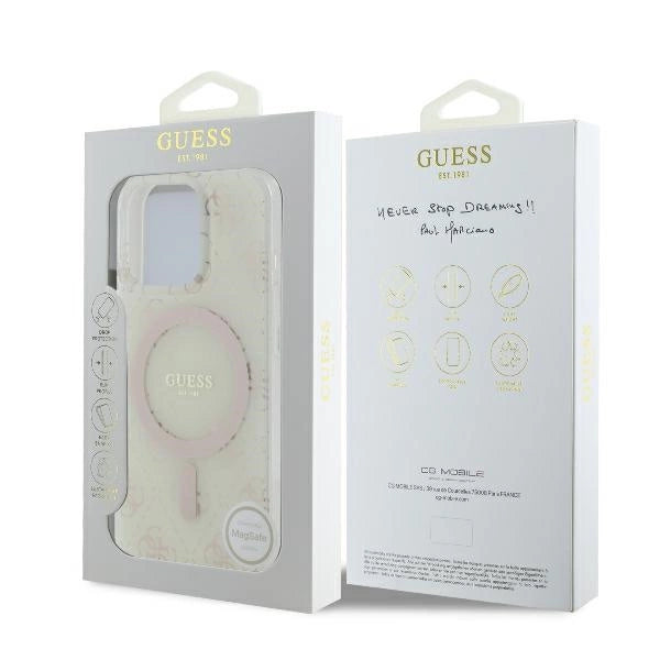 Guess IML 4G Background MagSafe iPhone 16 Pro Case - White