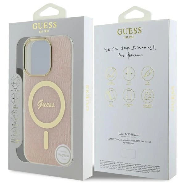 Guess IML 4G MagSafena iPhone 16 Pro Case - Pink