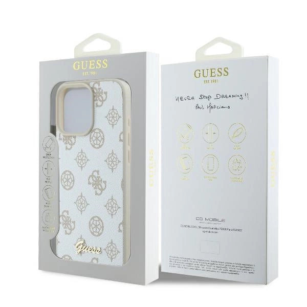 Guess Peony Script Logo MagSafe iPhone 16 Pro Case - Hvid