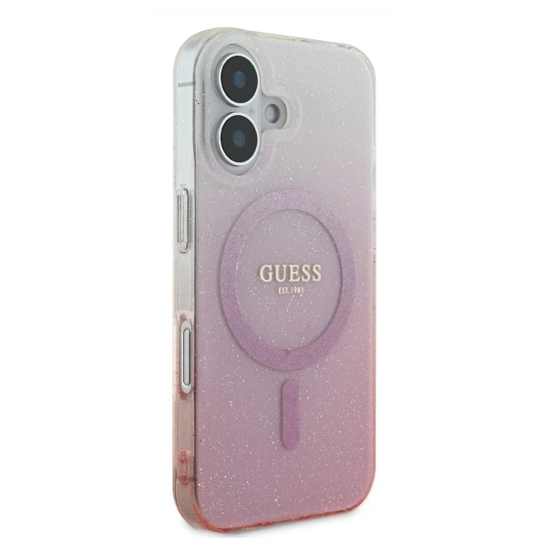 Guess IML Glitter Gradient MagSafe iPhone 16 Plus Case - Pink