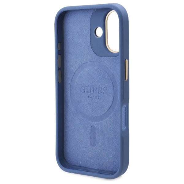 Guess 4G Logo Plate MagSafe Case til iPhone 16 Plus - Blå