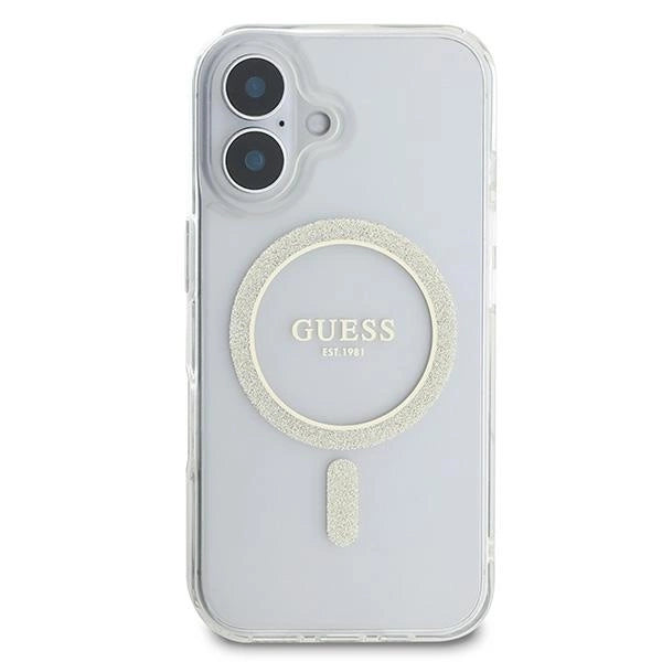 Guess IML Glitter Circle MagSafe iPhone 16 Case - Clear