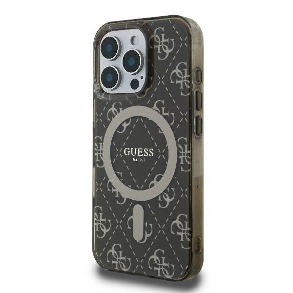 Guess IML 4G Background MagSafe Case for iPhone 16 Pro Max - Brown