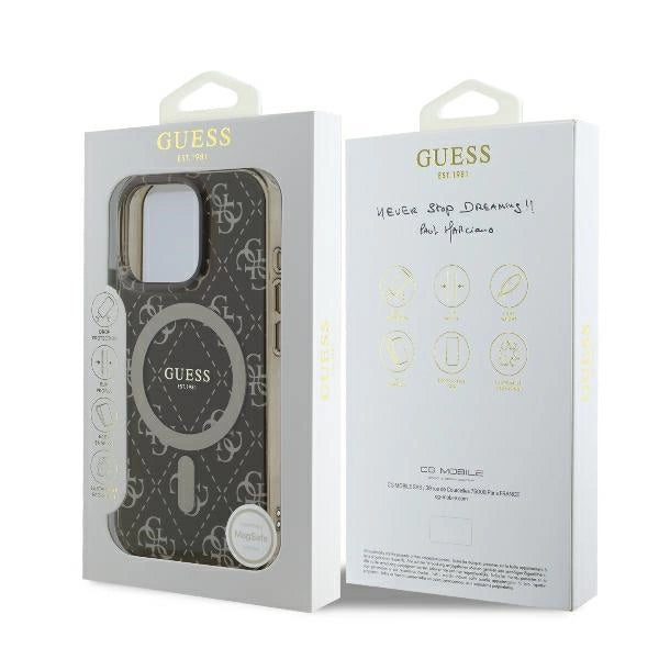 Guess IML 4G Background MagSafe Case for iPhone 16 Pro Max - Brown