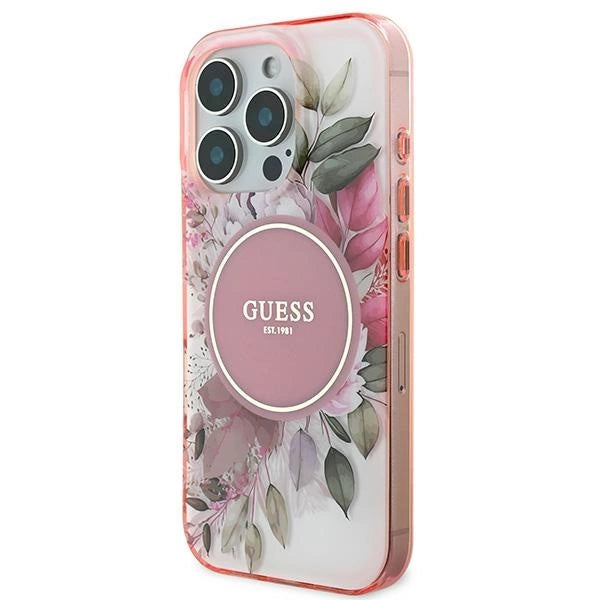 Guess IML Flower & Tonal Circle MagSafe iPhone 16 Pro Max Case - Pink