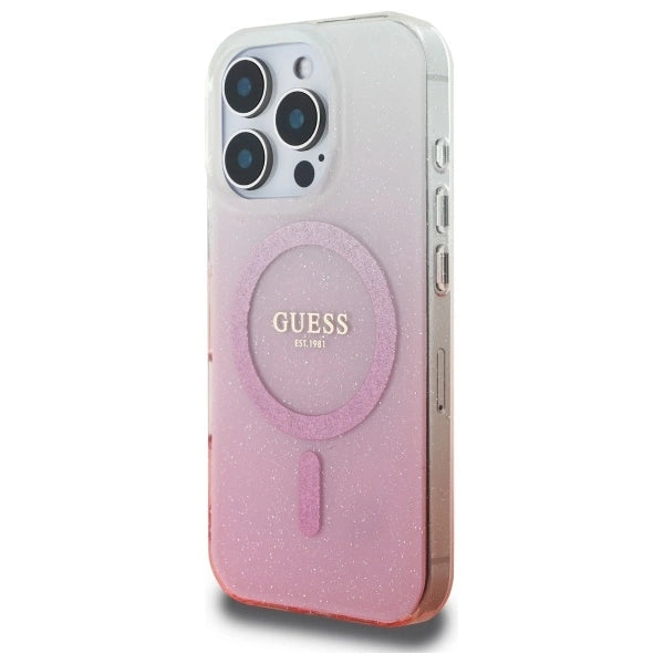 Guess IML Glitter Gradient MagSafe Case til iPhone 16 Pro Max - Pink