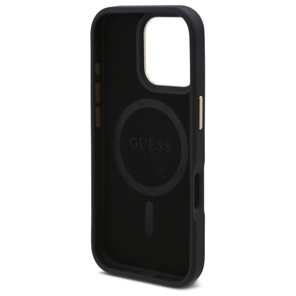 Guess 4G Logo Plate MagSafe Case til iPhone 16 Pro Max - sort