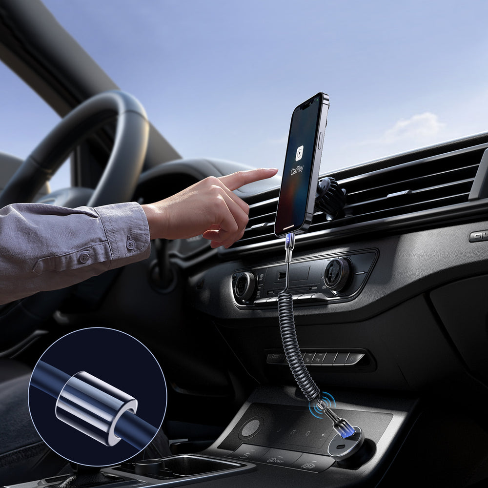 Joyroom S-A43 Crystal-Clear Series 3A USB-A - USB-C spiralkabel 1,5 m - sort