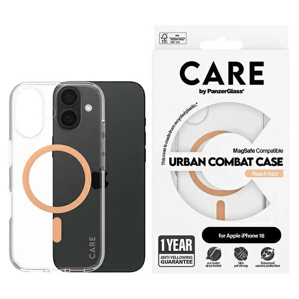 CARE af PanzerGlass Flagship Case iPhone 16 6.1" fersken/fersken MagSafe 1373