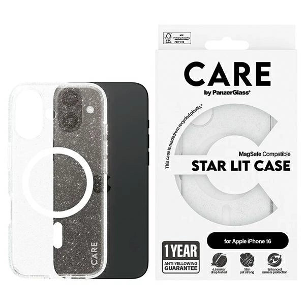 CARE af PanzerGlass Flagship Star Lit Case iPhone 16 6.1" hvid/hvid MagSafe 1341