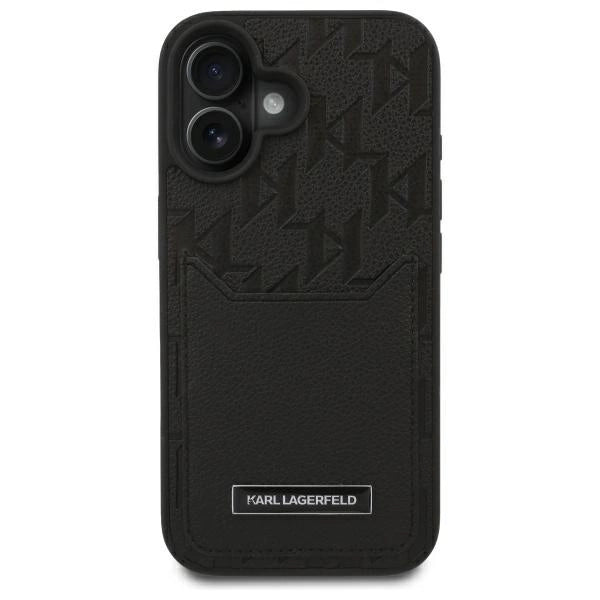 Karl Lagerfeld Cardslots Monogram iPhone 16 Case - Black