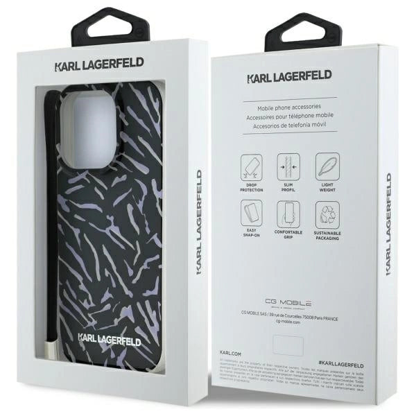 Karl Lagerfeld Zebra With Cord iPhone 16 Pro Max Case - Purple