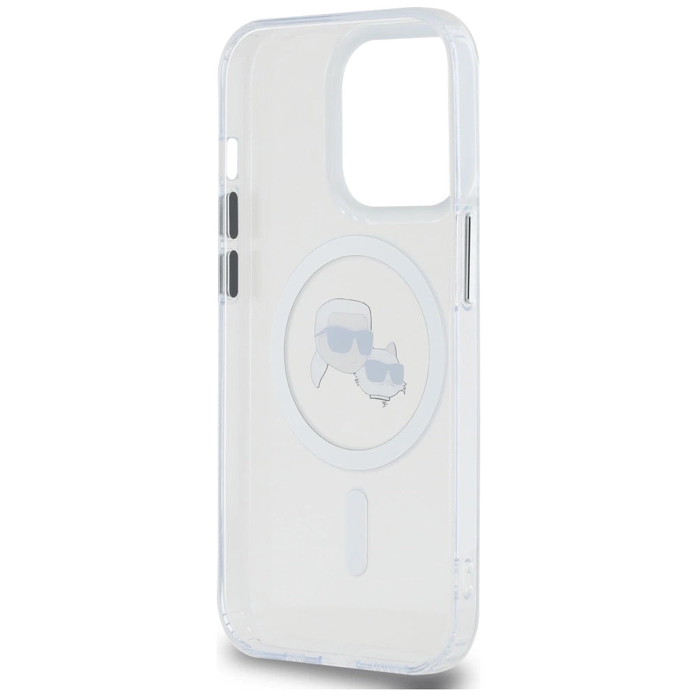 Karl Lagerfeld IML Metal Karl & Choupette Head MagSafe iPhone 14 Pro Case - White