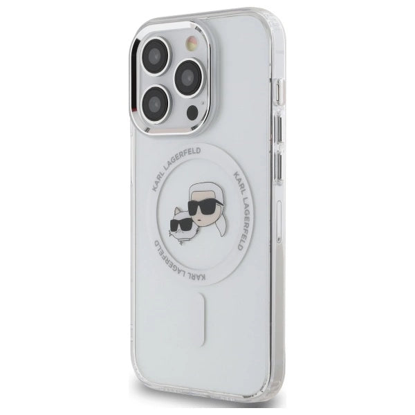Karl Lagerfeld IML Metal Karl & Choupette Head MagSafe Case for iPhone 14 Pro Max - White