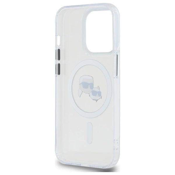 Karl Lagerfeld IML Metal Karl & Choupette Head MagSafe Case for iPhone 14 Pro Max - White