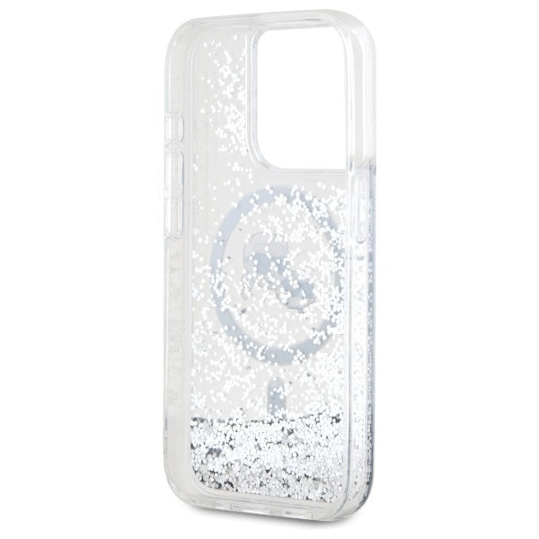 Karl Lagerfeld Liquid Glitter Karl & Choupette Head Magsafe iPhone 15 Pro Case - Clear