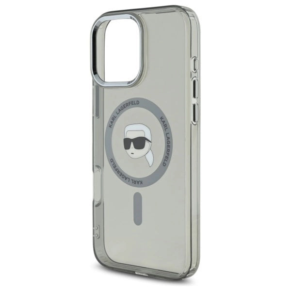 Karl Lagerfeld IML Metal Karl Head MagSafe iPhone 16 Pro Case - Black
